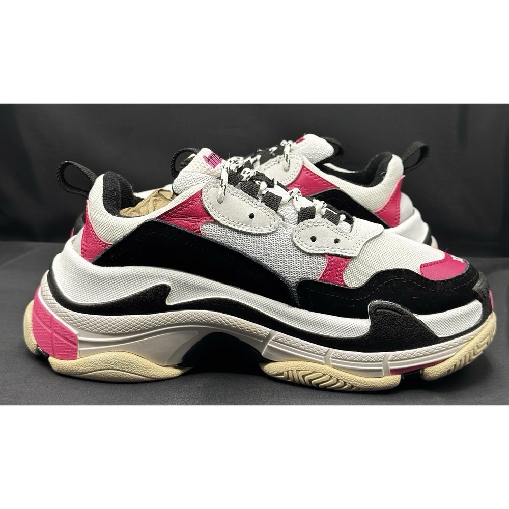 Balenciaga Triple S Sneakers White Black Pink Chunky Dad Shoes Size 37 - Picture 5 of 9